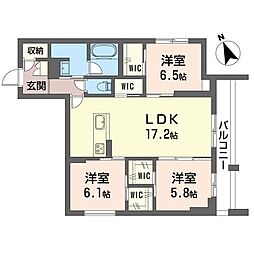 アメージングコートD 3LDKの間取図画像