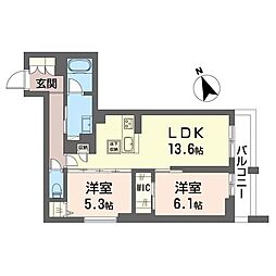 アメージングコートD 2LDKの間取図画像
