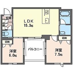 GEMTERRACEB 2LDKの間取図画像