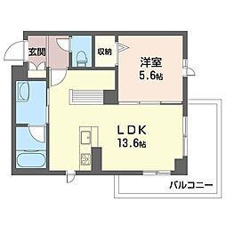 ポルト・ボヌール 1LDKの間取図画像