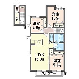 エルシエロアズールI 3LDKの間取図画像