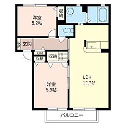 カーフブリッジ 2LDKの間取図画像