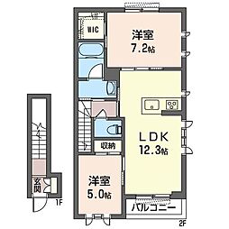 ドレ 2LDKの間取図画像
