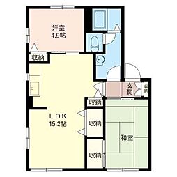モンテローザ 2LDKの間取図画像