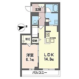 エクラシエ 1LDKの間取図画像