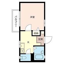 レイ・コトー 1Kの間取図画像