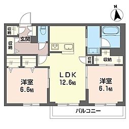 セルディーナ 2LDKの間取図画像