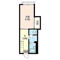 エヌ・ハイム 1Kの間取図画像