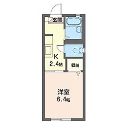 フォレストコート 1Kの間取図画像