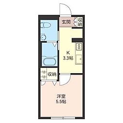 MIO八千代 1Kの間取図画像