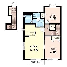 グレンビィー上座 2LDKの間取図画像