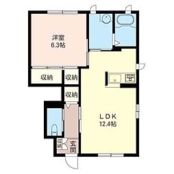 プリヴェ弐番館 1LDKの間取図画像