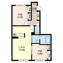 ルグランシエルG 2LDKの間取図画像