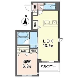 カイレアテラス 1LDKの間取図画像