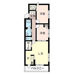 シャーメゾンＯＩＳＯ壱番館 2階2LDKの間取り