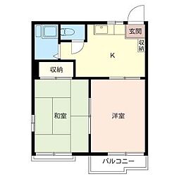コーポ楓 2Kの間取図画像