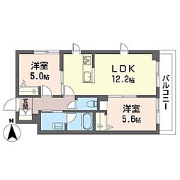 リラフォート　アイナ 2階2LDKの間取り