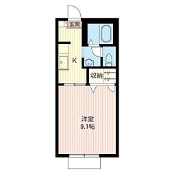 ライムヒルズ 1Kの間取図画像
