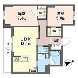 ネイビーコート 2LDKの間取図画像