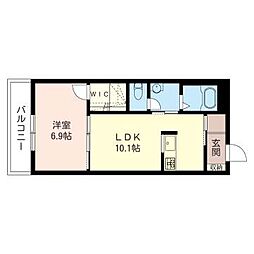 アングレーヌ 1LDKの間取図画像