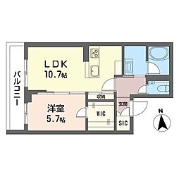 コート ボヌール 1LDKの間取図画像