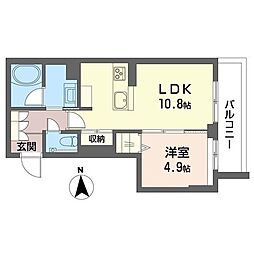コート ボヌール 1LDKの間取図画像