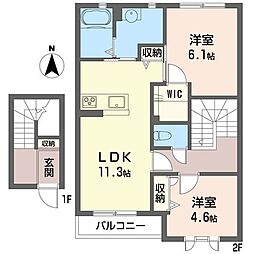 フェアリーテイル 2LDKの間取図画像