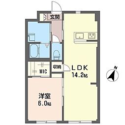 サンシャインウハラC 1LDKの間取図画像