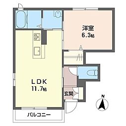 リヴェール 1LDKの間取図画像