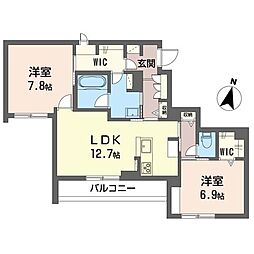 グレースゴンゲン 2LDKの間取図画像