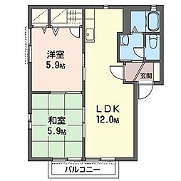 メイフェアA 2LDKの間取図画像