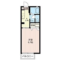 プレミールジュネス 1Kの間取図画像