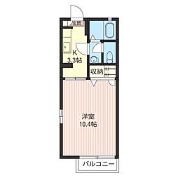タウンハイツ・東峰D 1Kの間取図画像