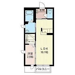 アンジェリークB 1LDKの間取図画像