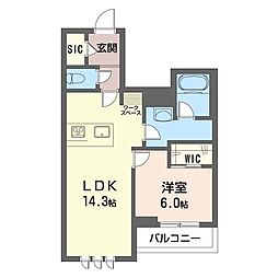 エクラプラティニ 1LDKの間取図画像