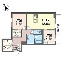 ラ・ポーズ峰 2LDKの間取図画像