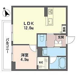 ジ ワン 今泉 1LDKの間取図画像