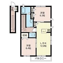 プリマヴェーラA 2LDKの間取図画像