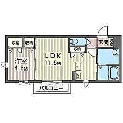セレナード 1LDKの間取図画像