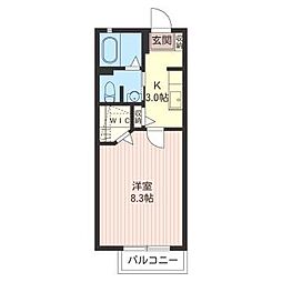 ボヌールシャトーA 1Kの間取図画像