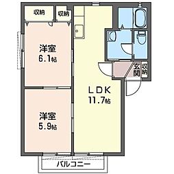 メゾンフレーズC 2LDKの間取図画像