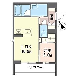 ブルーム ユー 今泉 1LDKの間取図画像