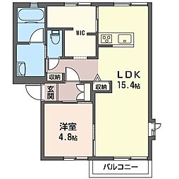 ドミール平野B 1LDKの間取図画像