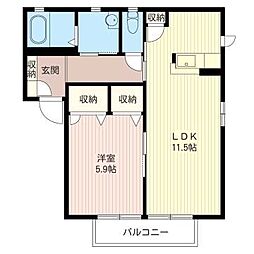 モナヴェイル 1LDKの間取図画像