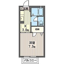 ドリームハウス2 1Kの間取図画像