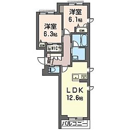 Residence上平中央 2LDKの間取図画像