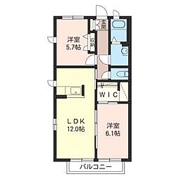 スカイパークB 2LDKの間取図画像