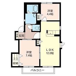 ジリオ2 2LDKの間取図画像