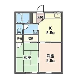 ペルテ・ハイローズA 2DKの間取図画像