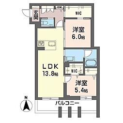 ルーエ清瀬 2LDKの間取図画像